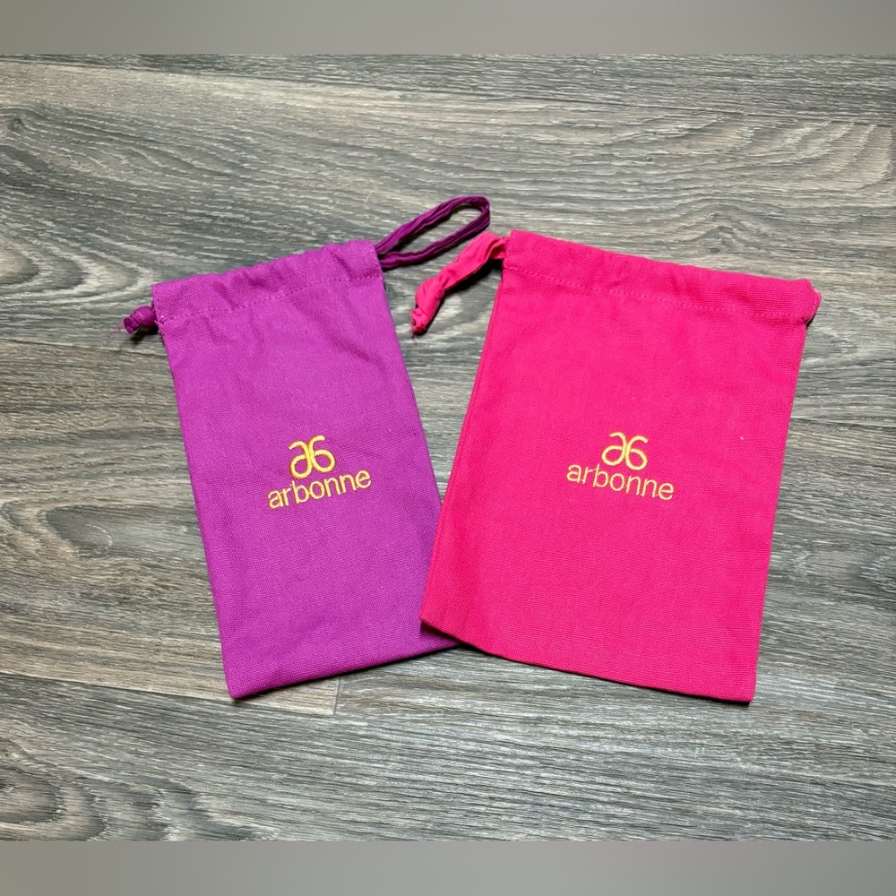 Arbonne Pink and Purple Canvas Cosmetic Pouches